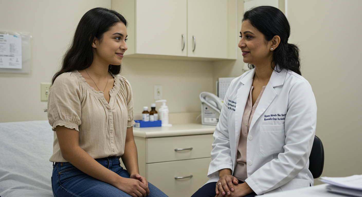 Woman talking to her doctor
